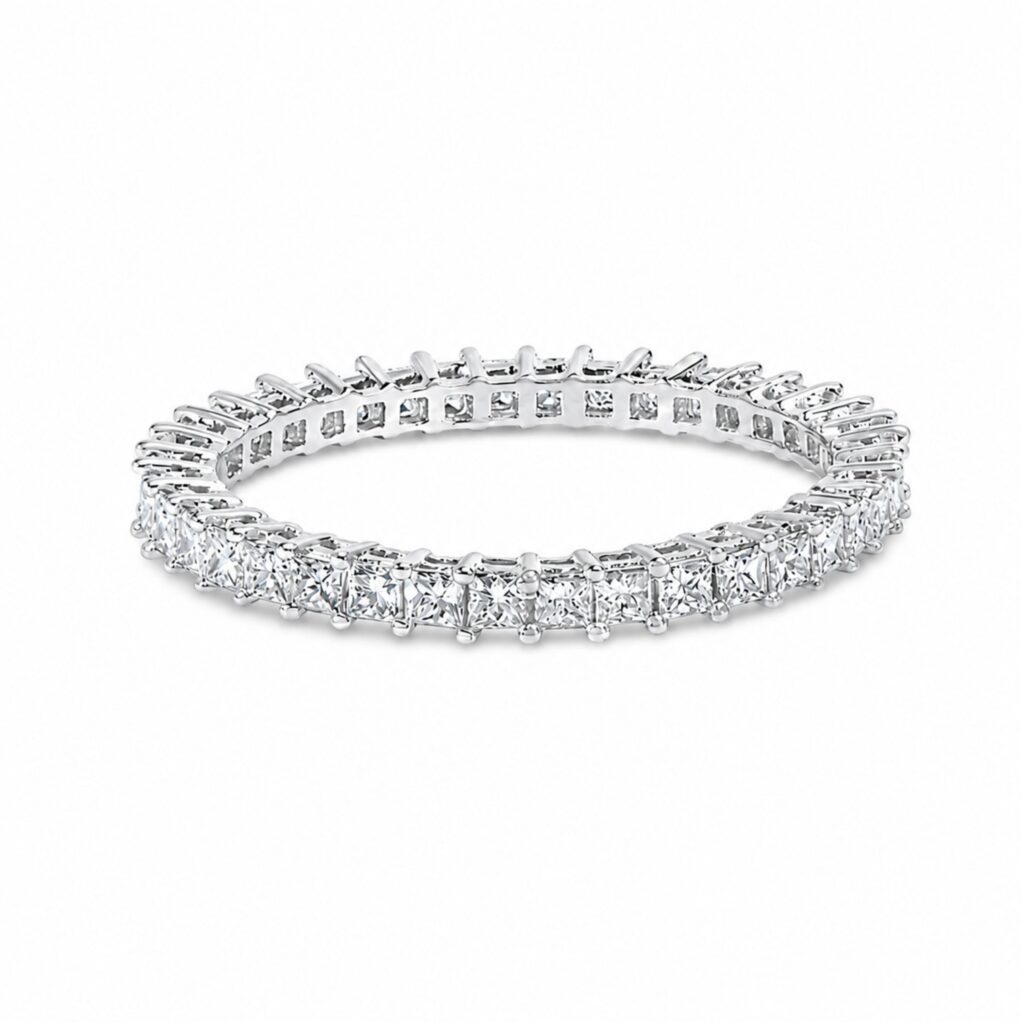 14K White Gold 1.0 Cttw Princess Diamond Eternity Band Ring