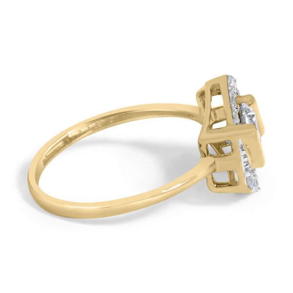 10K Yellow Gold Plated Silver 1.0 Cttw Lab Grown Diamond Hexagon Halo Ring - Sterling Silver - alternate view 2
