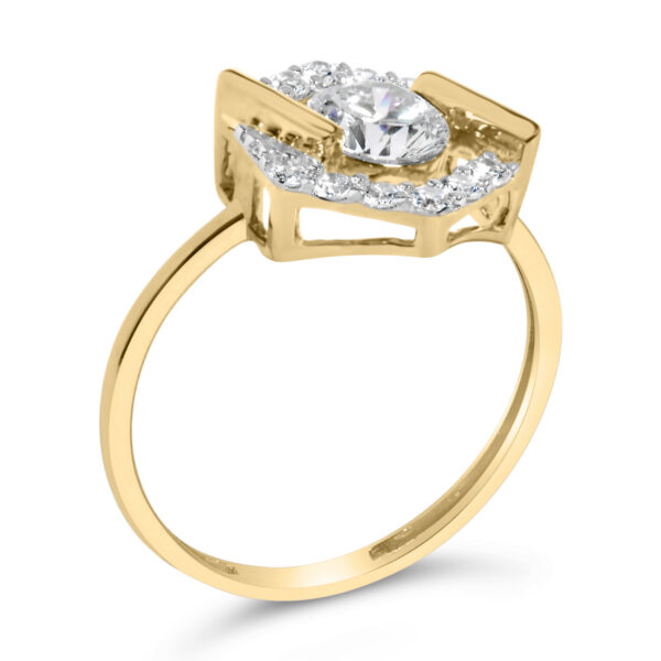 10K Yellow Gold Plated Silver 1.0 Cttw Lab Grown Diamond Hexagon Halo Ring - Sterling Silver - alternate view 3