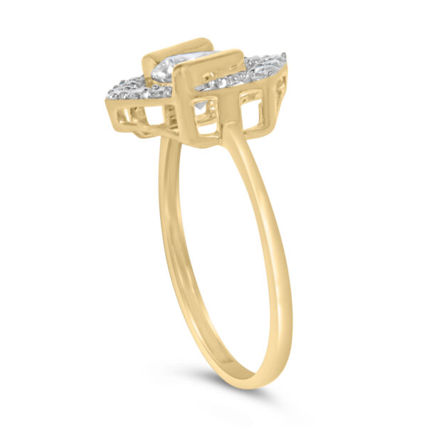 10K Yellow Gold Plated Silver 1.0 Cttw Lab Grown Diamond Hexagon Halo Ring - Sterling Silver - alternate view 4