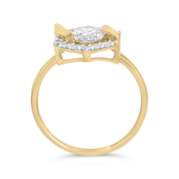 10K Yellow Gold Plated Silver 1.0 Cttw Lab Grown Diamond Hexagon Halo Ring - Sterling Silver - alternate view 5