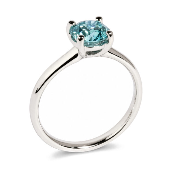 IGI Certified 14K White Gold 1.0 Cttw Round Lab-Grown Blue Fancy Vivid Diamond Solitaire Ring - alternate view 3