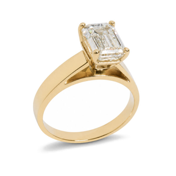 IGI Certified 14K Yellow Gold 2 Cttw Emerald-Cut Lab-Grown Diamond Wide Band Engagement Ring - alternate view 3