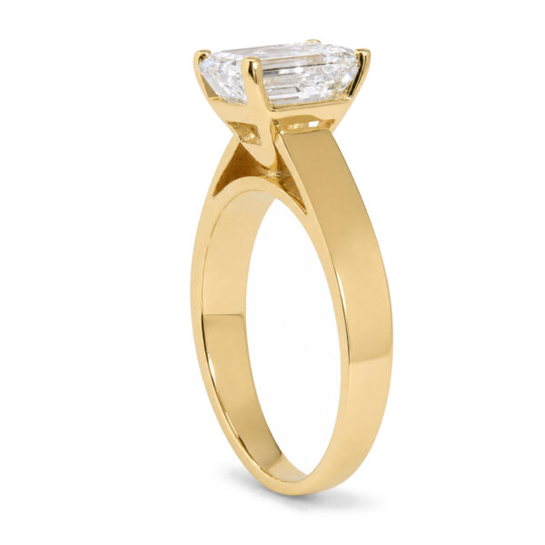 IGI Certified 14K Yellow Gold 2 Cttw Emerald-Cut Lab-Grown Diamond Wide Band Engagement Ring - alternate view 4