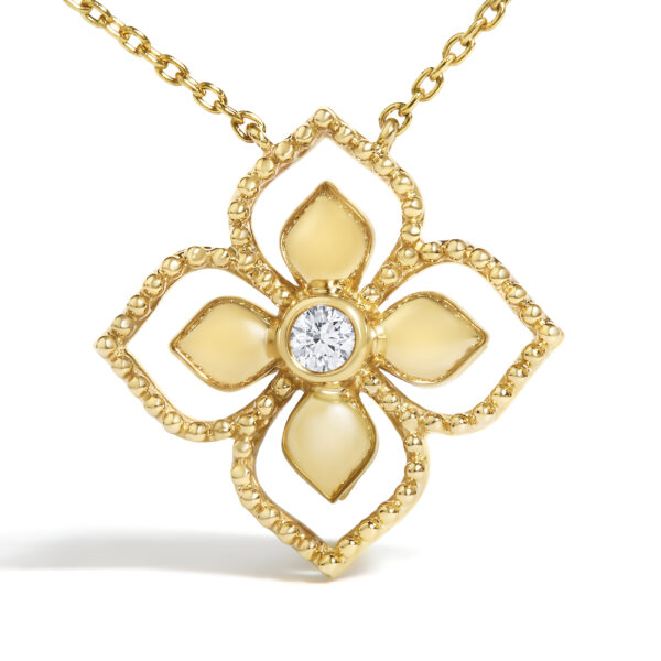 10K Yellow Gold Diamond Accent Floral Medallion Pendant Necklace - alternate view 2