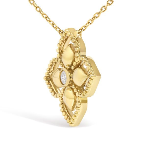 10K Yellow Gold Diamond Accent Floral Medallion Pendant Necklace - alternate view 3