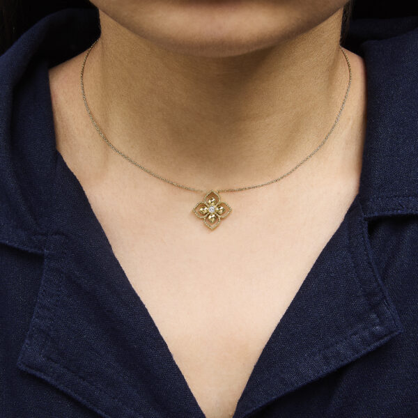 10K Yellow Gold Diamond Accent Floral Medallion Pendant Necklace - alternate view 5