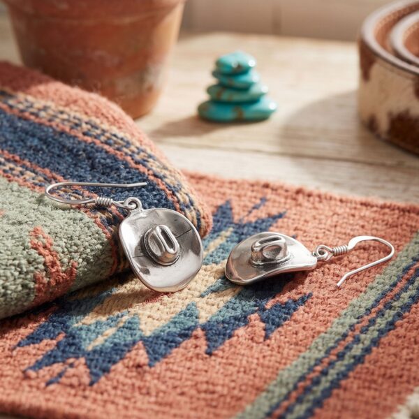 Oxidized Cowgirl Hat Charm Drop Earrings - alternate view 2