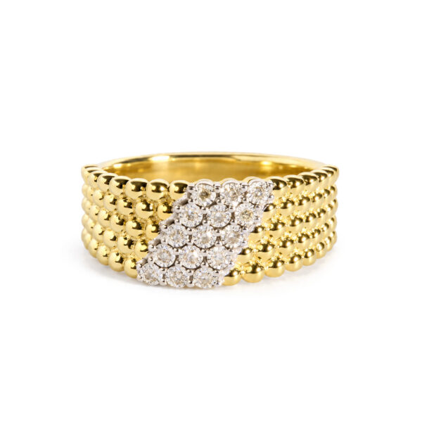 Yellow Gold Vermeil 1/10 Cttw Diamond Beaded Band Ring - Silver