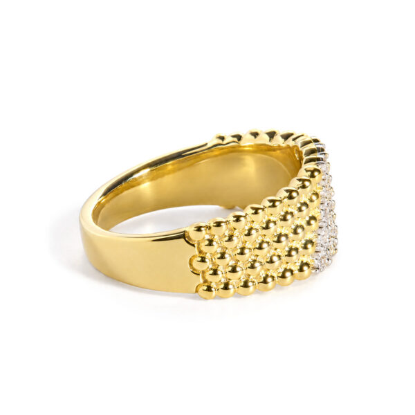 Yellow Gold Vermeil 1/10 Cttw Diamond Beaded Band Ring - Silver - alternate view 2