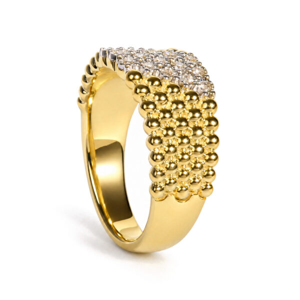 Yellow Gold Vermeil 1/10 Cttw Diamond Beaded Band Ring - Silver - alternate view 4