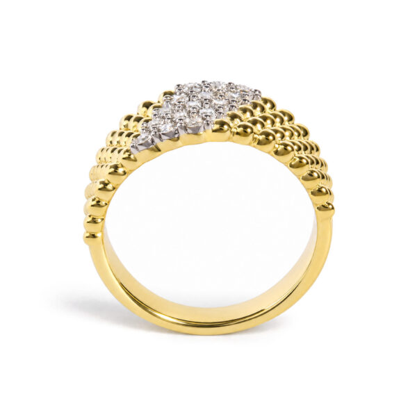 Yellow Gold Vermeil 1/10 Cttw Diamond Beaded Band Ring - Silver - alternate view 5