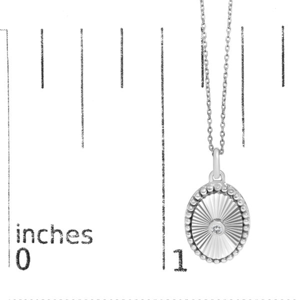 14K White Gold Diamond Accent Oval Fluted Medallion Pendant Necklace - alternate view 4