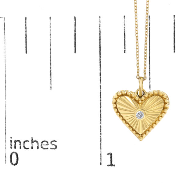 14K Yellow Gold Diamond Accent Heart Fluted Medallion Pendant Necklace - alternate view 4