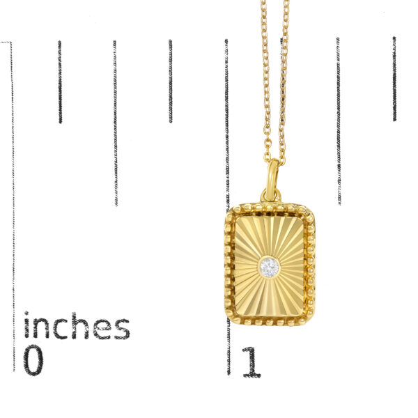 14K Yellow Gold Diamond Accent Rectangular Fluted Medallion Pendant Necklace - alternate view 4