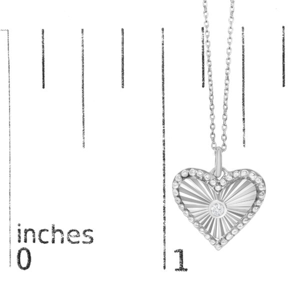 10K White Gold Diamond Accent Heart Fluted Medallion Pendant Necklace - alternate view 4