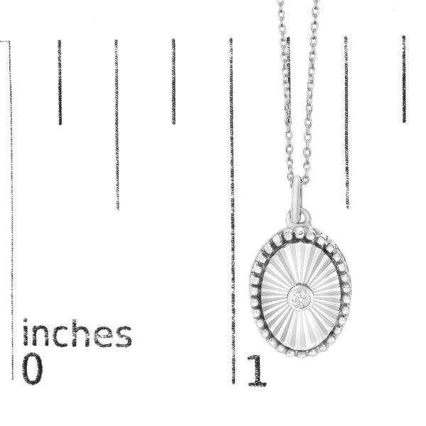 10K White Gold Diamond Accent Oval Fluted Medallion Pendant Necklace - alternate view 4
