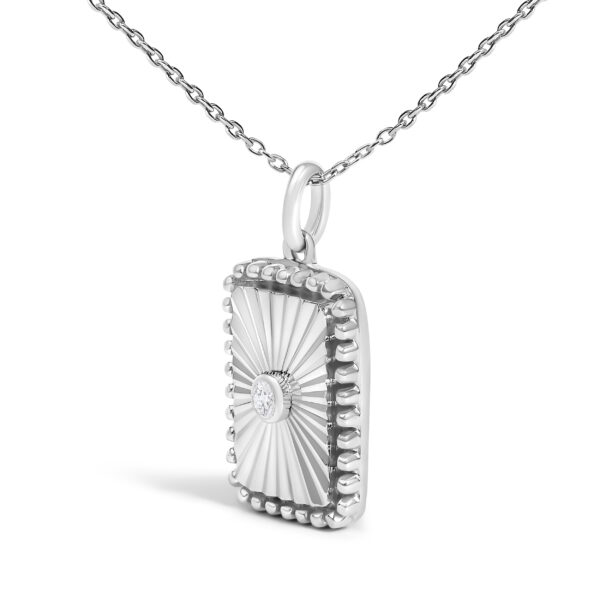 10K White Gold Diamond Accent Rectangular Shape Medallion Pendant Necklace - alternate view 3