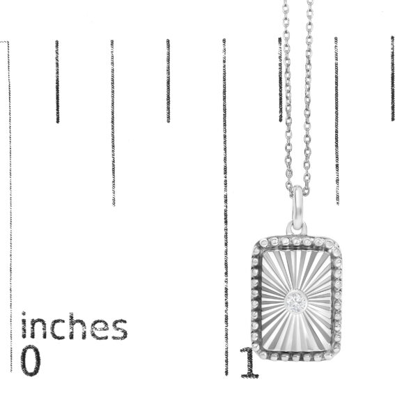 10K White Gold Diamond Accent Rectangular Shape Medallion Pendant Necklace - alternate view 4