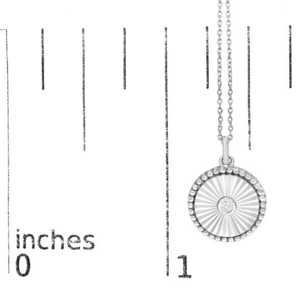10K White Gold Diamond Accent Round Fluted Medallion Pendant Necklace - alternate view 4