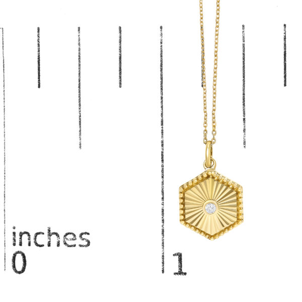 10K Yellow Gold Diamond Accent Hexagonal Fluted Medallion Pendant Necklace - alternate view 4