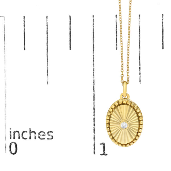 10K Yellow Gold Diamond Accent Oval Fluted Medallion Pendant Necklace - alternate view 4