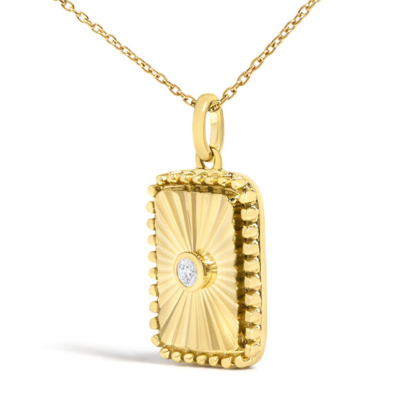 10K Yellow Gold Diamond Accent Rectangular Fluted Medallion Pendant Necklace - alternate view 3