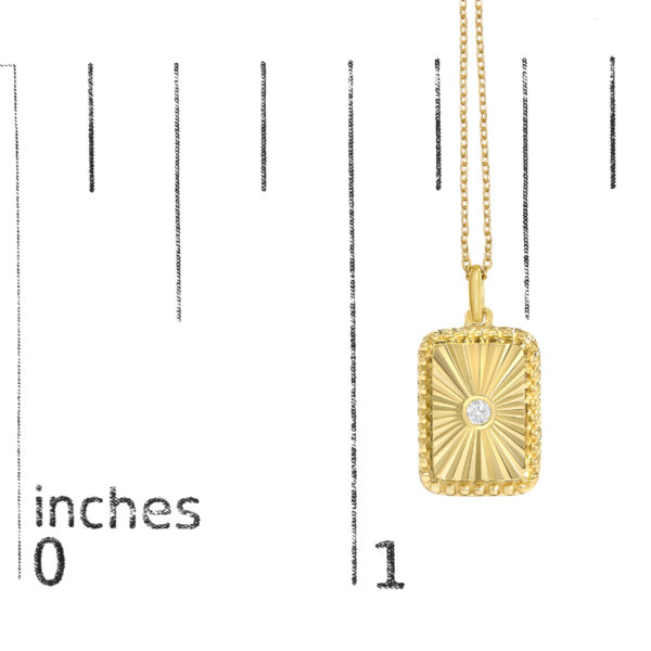 10K Yellow Gold Diamond Accent Rectangular Fluted Medallion Pendant Necklace - alternate view 4