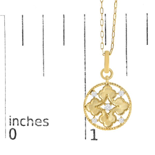 10K Yellow Gold 1/5 Cttw Diamond Openwork Medallion Pendant Necklace - alternate view 4