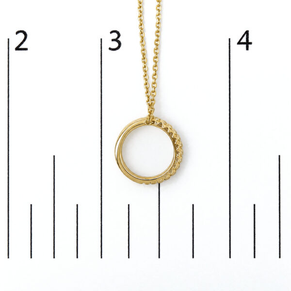 10K Yellow Gold 1/5 Cttw Diamond 3 Row Circle Pendant Necklace - alternate view 4