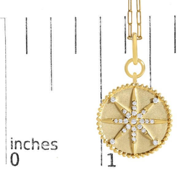 14K Yellow Gold 1/4 Cttw Diamond Compass Medallion Pendant Necklace - alternate view 4