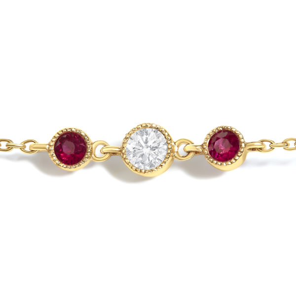14K Yellow Gold Ruby and 1/2 Cttw Diamond Station Necklace - alternate view 2