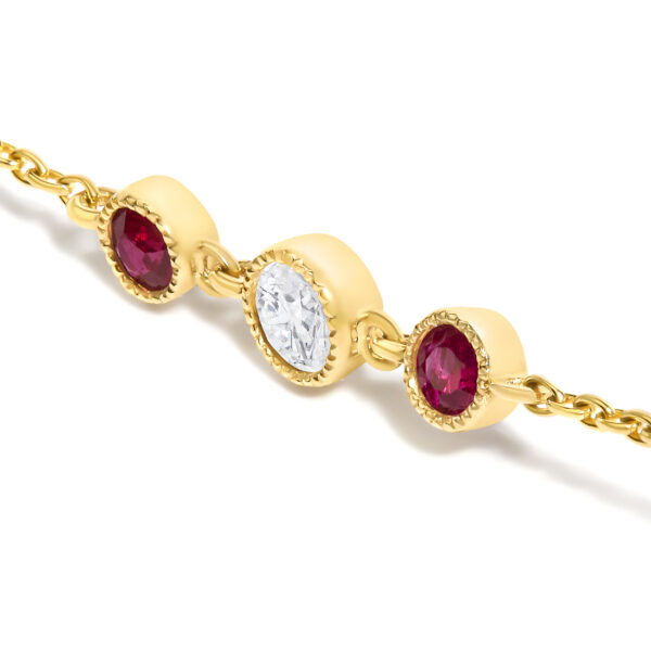 14K Yellow Gold Ruby and 1/2 Cttw Diamond Station Necklace - alternate view 3