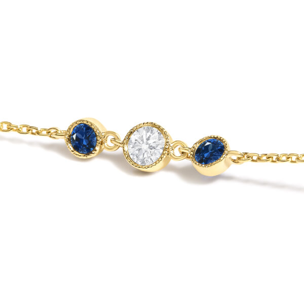 14K Yellow Gold Sapphire and 1/2 Cttw Diamond Station Necklace - alternate view 3