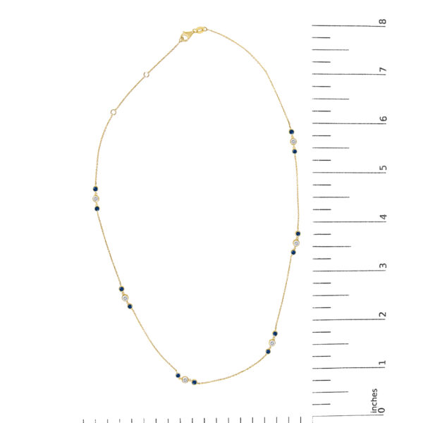 14K Yellow Gold Sapphire and 1/2 Cttw Diamond Station Necklace - alternate view 5