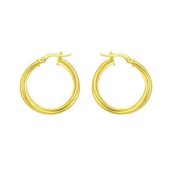 14K Yellow Gold Interlocking Medium Trinity Hoop Earrings - alternate view 2