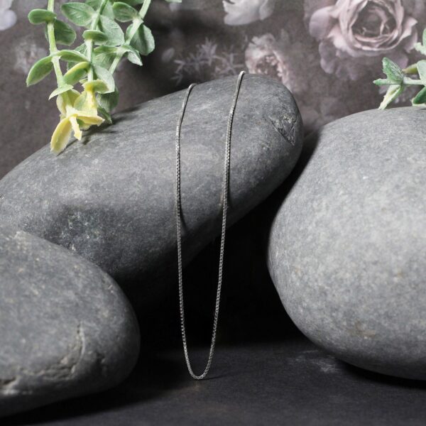 14k White Gold Classic Box Chain (0.68 mm) - alternate view 4