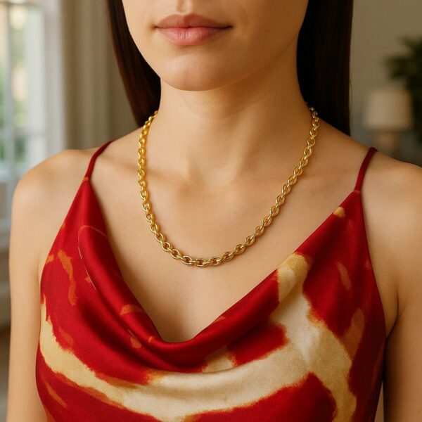 14k Yellow Gold Oval Rolo Chain (4.6 mm) - alternate view 5