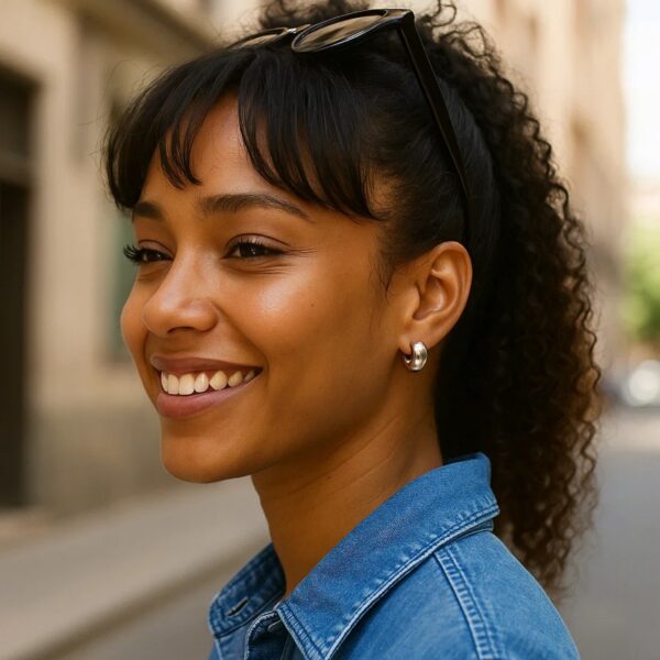 Sterling Silver C Hoop Earrings - alternate view 2