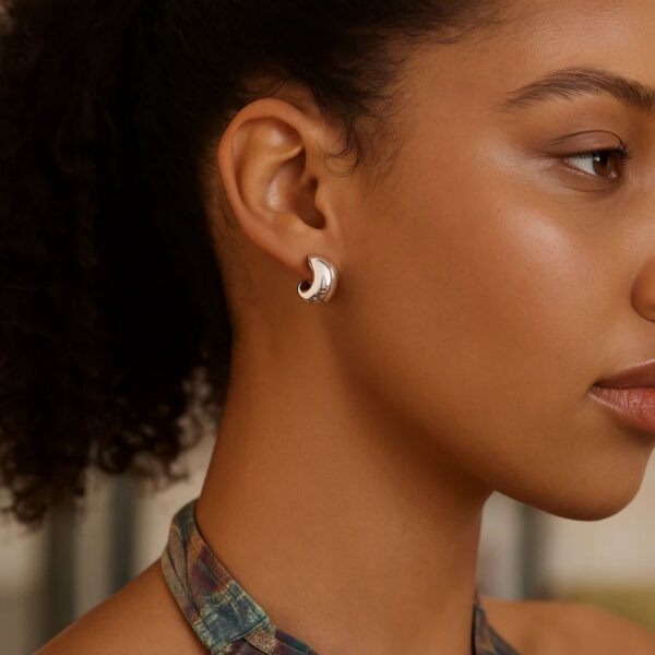 Sterling Silver C Hoop Earrings - alternate view 3