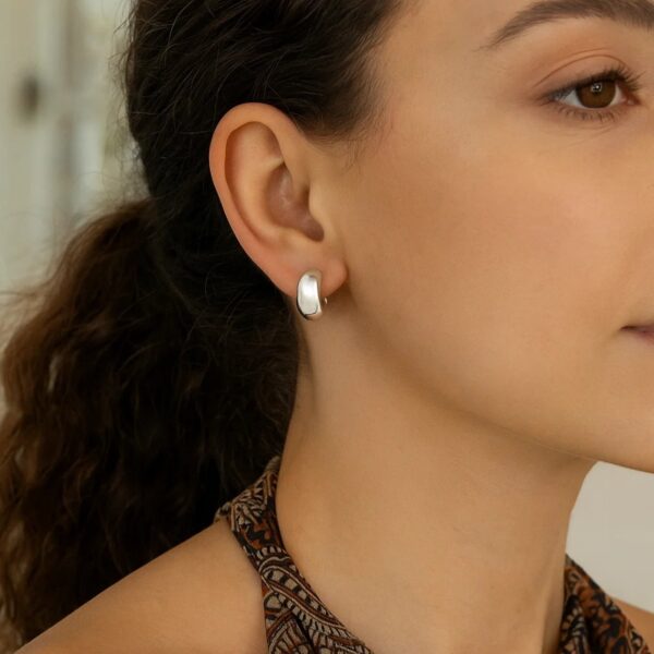 Sterling Silver C Hoop Earrings - alternate view 4