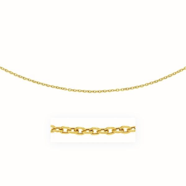 14k Yellow Gold Pendant Chain with Textured Links (3.3 mm)
