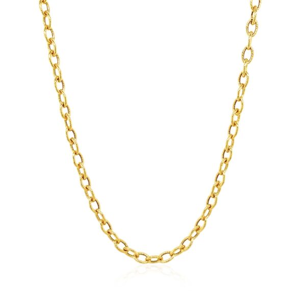 14k Yellow Gold Pendant Chain with Textured Links (3.3 mm) - alternate view 2