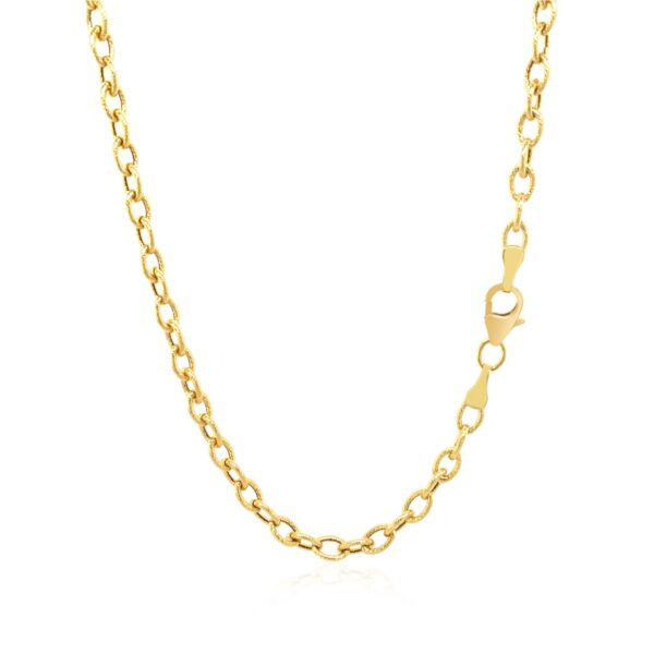 14k Yellow Gold Pendant Chain with Textured Links (3.3 mm) - alternate view 3
