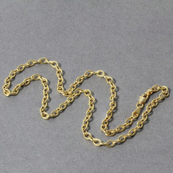 14k Yellow Gold Pendant Chain with Textured Links (3.3 mm) - alternate view 5