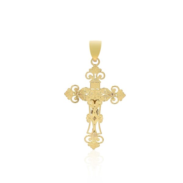 14k Two Tone Gold Cross Pendant - Two-Tone Gold - alternate view 2