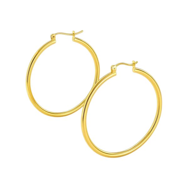 14k Yellow Gold Polished Hoop Earrings (1.5x40mm) - alternate view 2