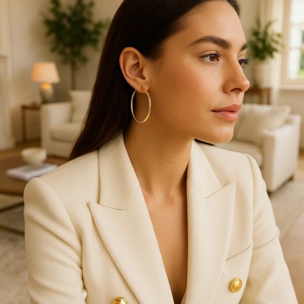 14k Yellow Gold Polished Hoop Earrings (1.5x40mm) - alternate view 3