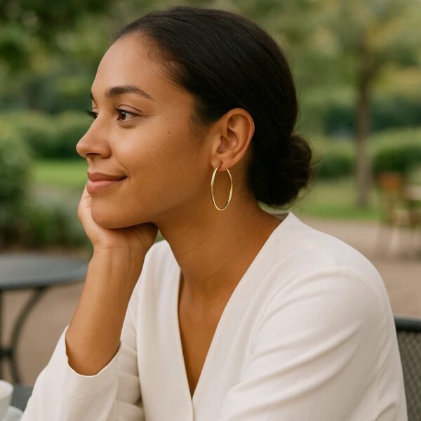 14k Yellow Gold Polished Hoop Earrings (1.5x40mm) - alternate view 4