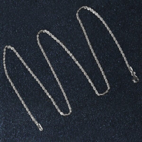 14k White Gold Solid Diamond Cut Rope Chain (1.80 mm) - alternate view 5